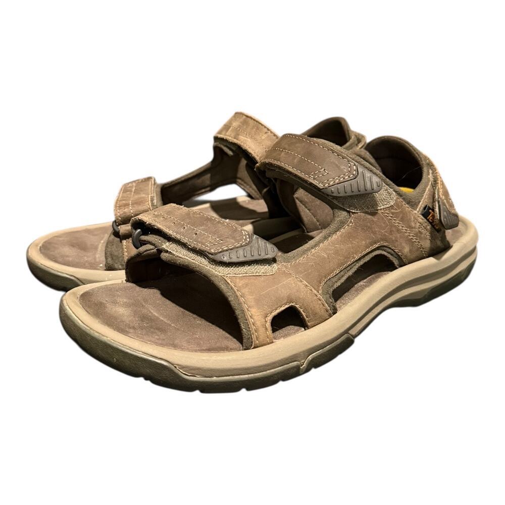 Teva Men’s Langdon Walnut Leather Upper Active Sandals Size 9 Trail Hinking